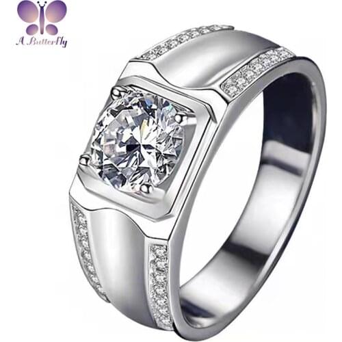 A Butterfly 100% 925 Sterling Silver 2.0 Ct Moissanite Mens Wedding Ring Engagement Ring Fashion High Quality Jewelry