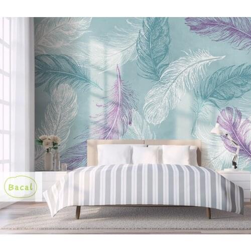 Bacal Custom Any Size 3D Nordic Minimalism Feather Mural Modern Abstract Art Wallpaper Wall Fresco Living Room Wall Paper