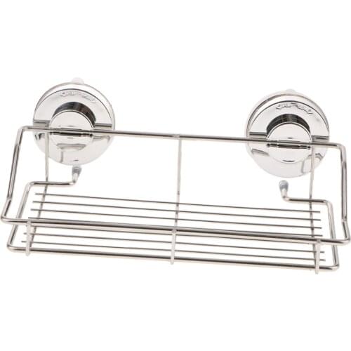Sucker Stainless Steel Shelving Racks Wall Strong Power Sucker Storage Container Shower Cadddy Baskets for Bathroom Kitchen