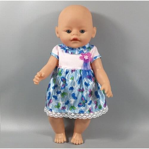 Doll clothes for 17 inch 43cm baby new born doll Pink dress clothes for 18 inch girl doll dress dropshipping 093