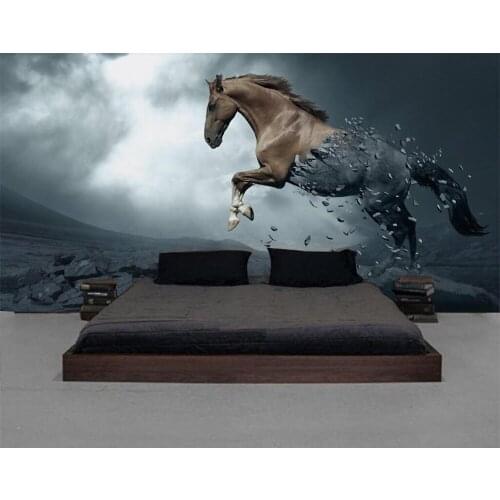 Beibehang Custom wallpaper is simple and galloping horse TV sofa background wall living room bedroom background 3d wallpaper