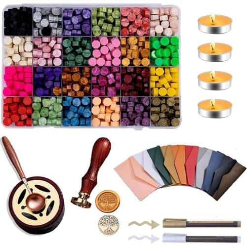 Retro Sealing Wax Octagon Wax Beads Set Sealing Stamp Maker for DIY Scrapbooking Invitation Card Wedding Post Envelope Craft