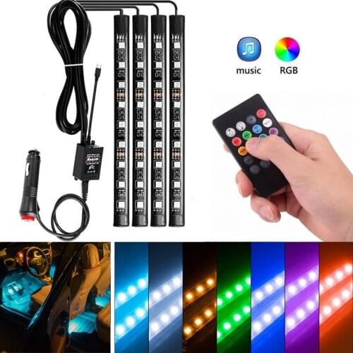 RGB LED Strip Light Car Interior Light Universal For Audi A3 A4 B6 B8 A6 C6 80 B5 B7 A5 Q5 Q7 TT 8P 100 8L C7 8V A1 S3 Q3 A8 B9