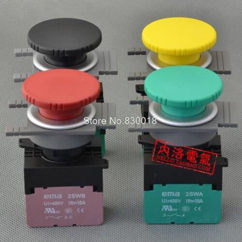 [ SA ]EMA is not illuminated pushbutton 30mm imported self-locking/reseting E3P4 *. A1/M1 mushroom head 1NO or 1NC--10PCS/LOT