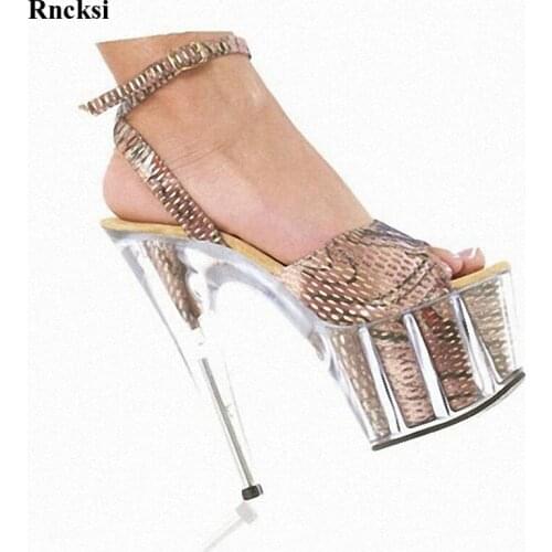 Rncksi New Sexy 15 CM High-Heeled Sandals Nightclub Fashion Shoes Pole Dancing Shoes Model High Heels Womens Shoes