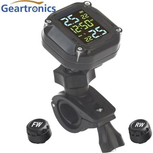 Motorcycle TPMS Motor LCD Display Tire Pressure Tyre Temperature Monitoring Alarm System With External Sensors Magnetic Charging