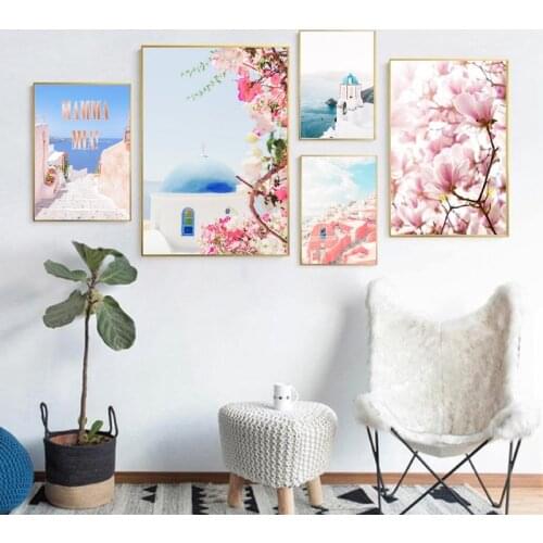 Mamma Mia College Dorm Decor Santorini Greek Island Greece Prints Travel Poster Minimalist Wall Art Canvas Painting Summer