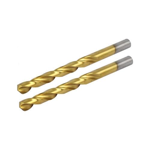 8.6mm Drilling Dia Titanium Plated 2 Flutes Straight Shank Twist Drill Bit 2pcs