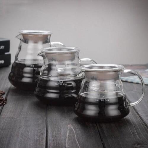 V60 Pour Over Glass Range Coffee Server 360ml 600ml 800ml Carafe Drip Coffee Pot Coffee Kettle Brewer Barista Percolator Clear