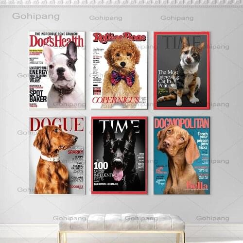 Vintage Magazine Covers Pet Canvas Art Prints Poster Modern Dog Canvas Painting Wall Pictures Living Room Kids Bedroom Decor
