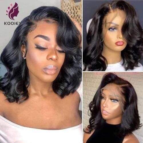 Wavy Short Bob Wig 4x4 Closure Lace Front Human Hair Wigs For Black Women Pre Plucked Baby Hair Brazilian Body Wave Remy Hair
