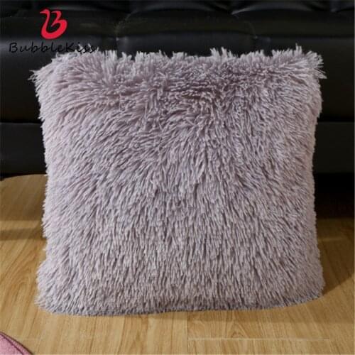 Bubble Kiss 2PCS Solid Soft Fur Plush Decor Cushion Cover for Living Room Pillow Case Bed Room Car Seat Decoration Pillowcases