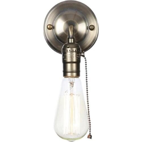 Pull Chain Switch Scones Retro led Wall Lights Chrome Loft Style Vintage Iron Bedroom Wall Lamp Bedside Lampen Stair Wandlamp