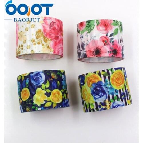 I-19330-838 1-1/2'' 38mm flowers gradient printed ribbon 10yds/lot DIY handmade bows gift packaging party decoration accessories