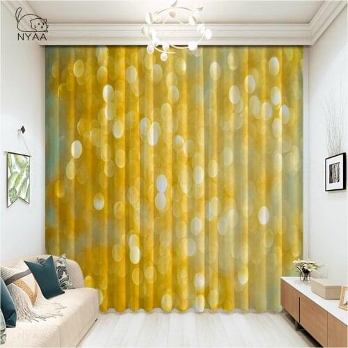 Gold Yellow Abstract Light Background Curtain Hotel Hooks For Curtains Home Living Room Decoration Room Curtains Micro Shading