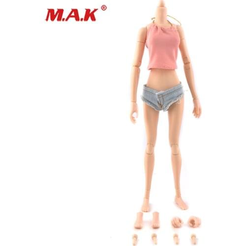 1:6 scale female girl body middle breast flexible body fish sitting nude action figure collectible doll toys for KUMIK head