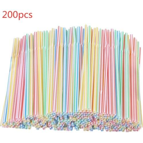 200pcs Multicolor Straws rietjes Plastic Long Flexible Drinking Straws For Party Weddings Drinking Bar Juice Drinking Straw