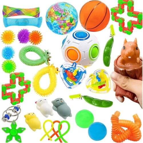 30Pcs Children Squishy Figet Sensory Toys Shrink Tube Toys for Adult Push Squeeze Pea Toys Autism And Anxiety Sensory Reliver