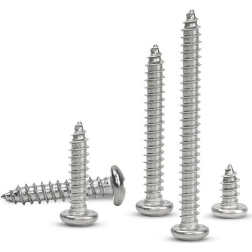 50/100pcs M2.3 M2.6 M2.8 Phillips Nickel Plated Round Head Self-Tapping Screws Carbon Steel Cross Round Pan Head
