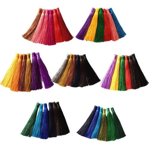 6pcs 6 Colors Silky Tassels Fringe Trim for Hanging Decoration Sewing Crafts
