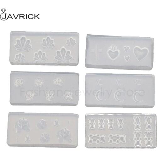 6Pcs Handmade Stat Moon Cross Flower Bear Nail Art Silicone Mold Kit Nail Carving Mold Nail Art Templates Maincure Tools