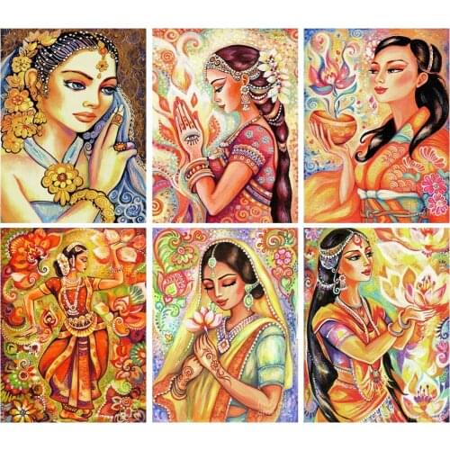 5D Diy diamond painting Indian Woman Praying Full Drill diamond embroidery cross stitch mosaic Craft Kits Home Religion Gift