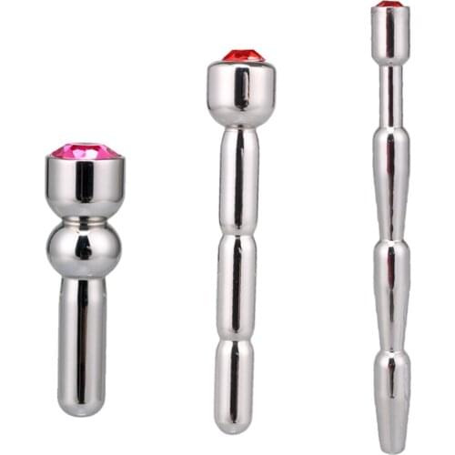 Diamond Penis Plug Masturbator Stainless Steel Male Chastity Device Catheters Sounds Sex Toys for Men Urethral Dilators