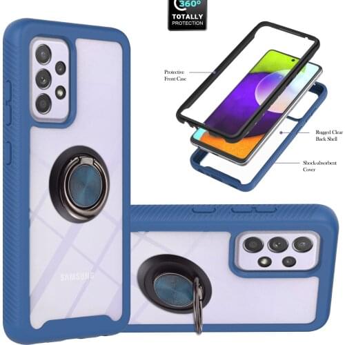 For Samsung Galaxy A52 A72 Case Hard PC HD Transparent With Ring protective back Cover Case for Samsung A02 A02S A12 A22 A32 A82