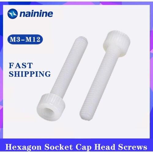 DIN912 M3 M4 M5 M6 M8 M10 M12 Plastic Nylon Hexagon Socket Head Cap Bolt Knurled Hand Screw NL02