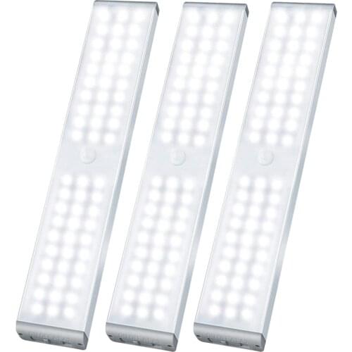 LED Closet Light,60 LED Rechargeable Motion Sensor Closet Light Lighting,For Stairs Wardrobe Kitchen Hallway,3 Pack