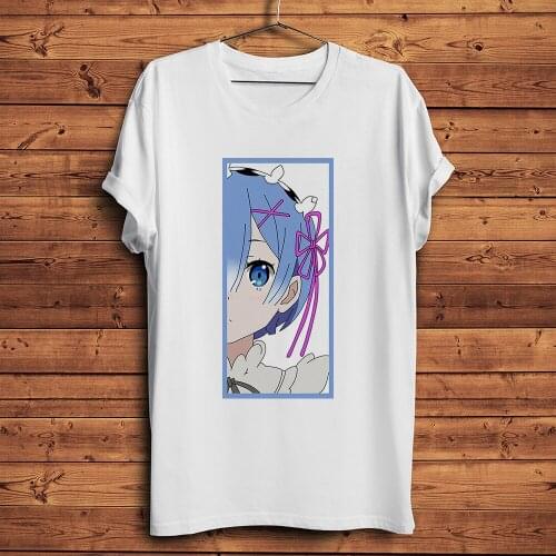 Re Life in a different world from zero kawaii REM anime tshirt Men New White short Casual T Shirt Unisex manga streetwear Tee