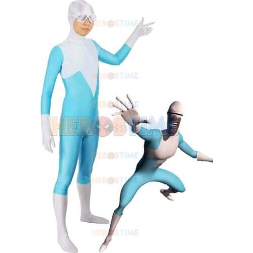2016 Hot Sale The Incredibles Frozone Costume halloween cosplay spandex Frozone Super zentai suit free shipping