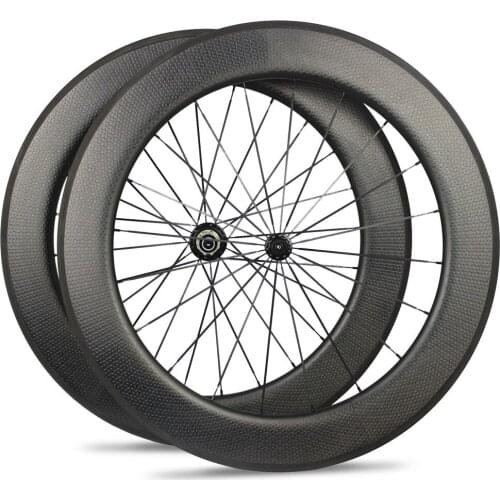 80mm Dimple Desgin Carbon Fiber Road Bike Wheel 700c Bicycle Clincher Wheelset Basalt Brake Surface Original Brand Hub And Spoke