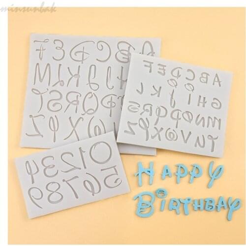 Minsunbak English Alphanumeric Fondant Silicone Mold Creative DIY Cake Decoration Chocolate Mold Clay Mold