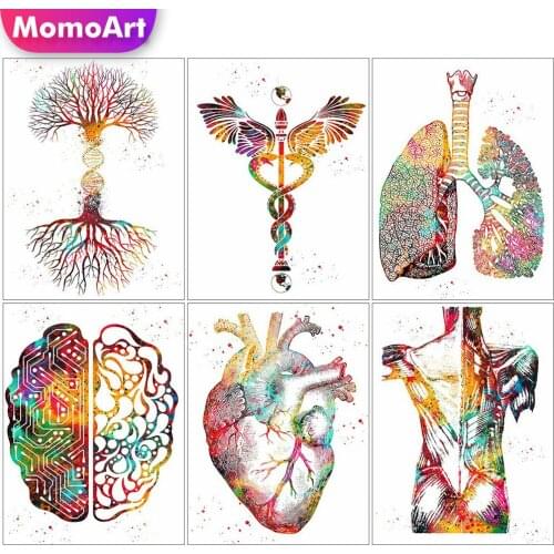 MomoArt 5D Diamond Painting Heart Full Square Round Diamond Embroidery Lung Cross Stitch Set Mosaic Rhinestones Home Decoration