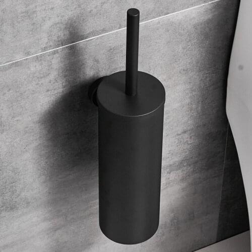 Black Stainless Steel Toilet Brush Set Simple Bathroom Accessories Toilet Cleaning Brush Wall Mounted Wc Borstel Home Items DH50
