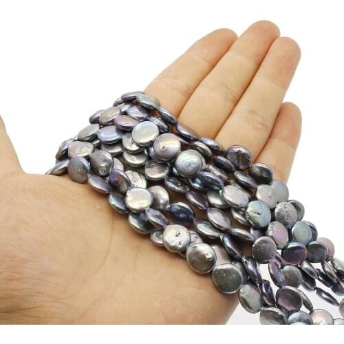 Natural Freshwater Pearls Popular Black Baroque Button Beads Jewelry Making DIY Necklaces Bracelets Earrings Jewelry Accessories