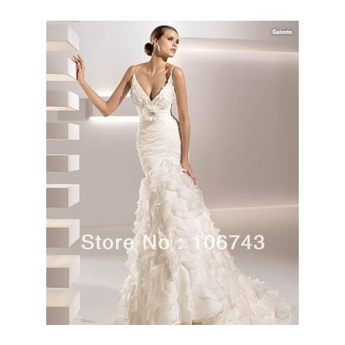 2017 free Shipping Wrap New Style Hot Sale Sexy Bride Sweet Custom Size handmade flower Tiered Bridal Mermaid Wedding Dresses