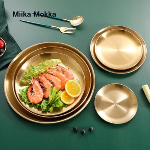 European Style Dinner Plates Serving Dishes Gold Dining Plate Round Plate Cake Tray Western Steak Round Tray Kitchen Plates