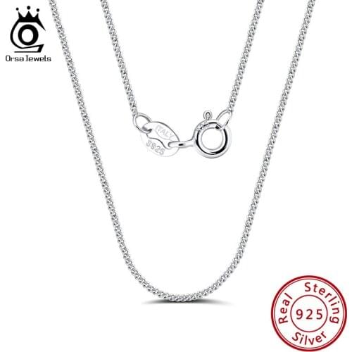 ORSA JEWELS Simple Style 1mm Side Chain Necklace 925 Sterling Silver 40cm 45cm 50cm Necklace Jewelry Gift Wholesale OSC18