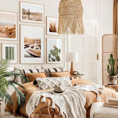 Lake Desert Travel Poster Cactus Art Pictures Nature Landscape Wall Art Prints Canvas Painting for Bedroom Home Decorations