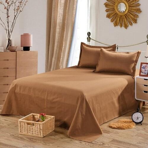 401 Piece Coffee Color Flat Bed Sheet 100% Polyester Sanding Bed Sheet For Single Double Size (No Pillowcase) XF338-6