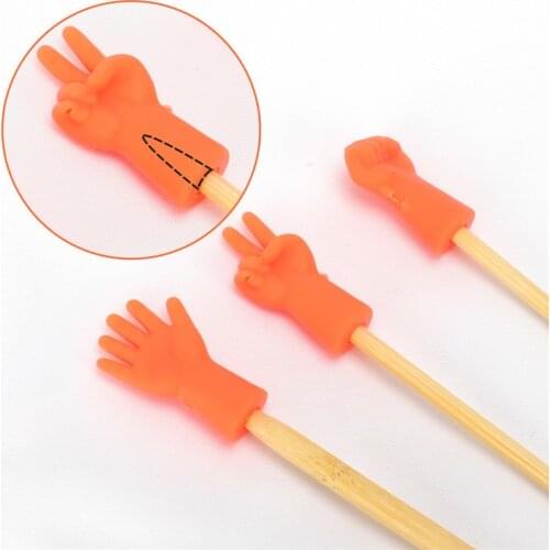 6pcs Gesture Shape Knitting Needles Stitch Protectors for DIY Weave Knitting and Sewing Non-slip Needle Tip Stopper Tail Buckle