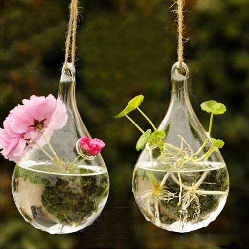 Clear Glass Hanging Vase Bottle Terrarium Hydroponic Plant Flower Wedding Decor Hanging Glass Vase Hanging Terrarium Hydroponic