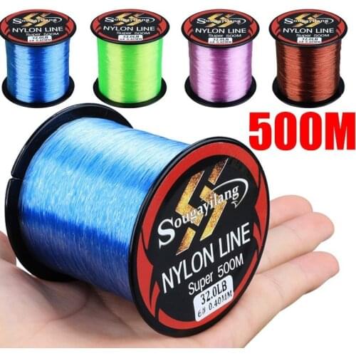 Sougayilang 500m Nylon Fishing Line Durable Monofilament Main Line Super Strong Rock Sea Fishing Line Thread Bulk Spool 6 Colors