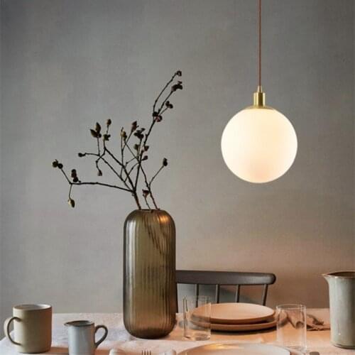 Modern Pendant Light Fixtures Simple Milk White Glass LED Pendant Lamp Dining Room Lights Bedroom Restaurant Lights Hanging E14