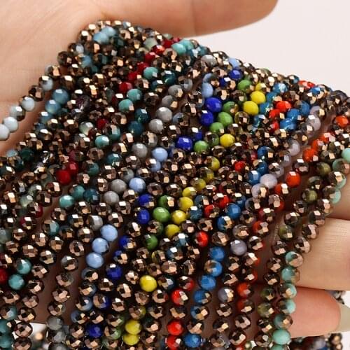 1 Strand 3X4Mm Half Coating Crystal Rondelle Glass Beads for Jewelry Making Diy Beads