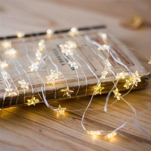 10Pcs/lot 3M/4M/5M LED Star Copper Wire String Lights Christmas Wedding Holiday Pop Year lighting Battery Operate twinkle lights