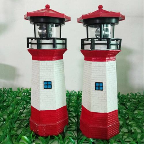 Solar Lighthouse Balcony Terrace Porch LED Automatic Lawn Lamp Statue Rotating Garden Courtyard Outdoor Lighting Decorative Lamp