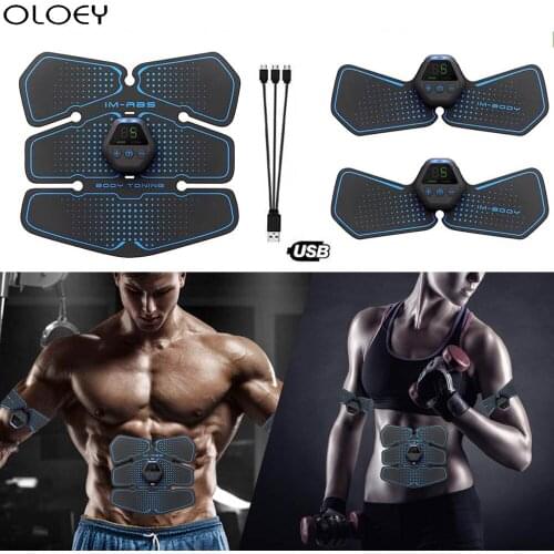 Abdominal Muscle Trainer EMS Fitness Equipment Training Gear Muscle Exerciser Stimulator Belt Belly Arm Massage Gym USB Charged